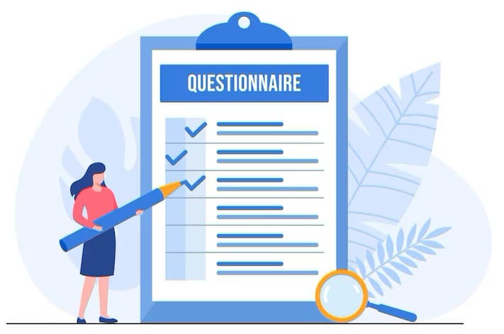 concept questionnaire fille formulaire questionnaire remplissage crayon enquete liste controle sondage modele vectoriel illustration plate 128772 1193