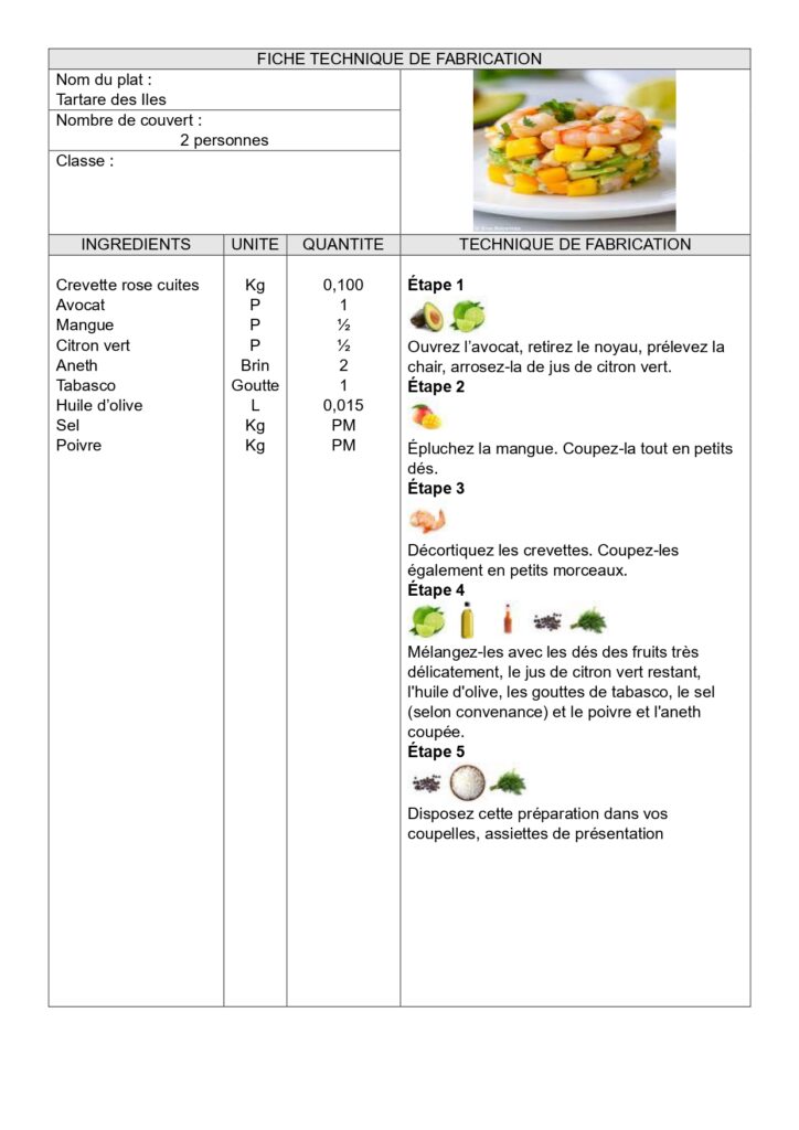 FICHE TECHNIQUE CUISINE tartare des Iles page 0001 1